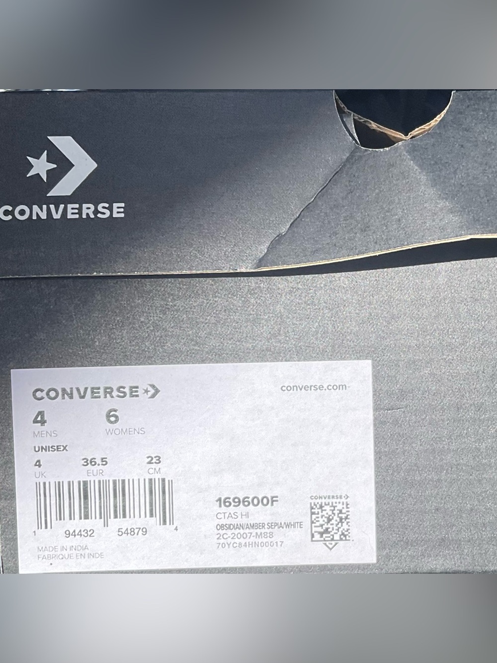 Converse CTAS Hi in Obsidian/Amber Sepia/White - Picture 3 of 3